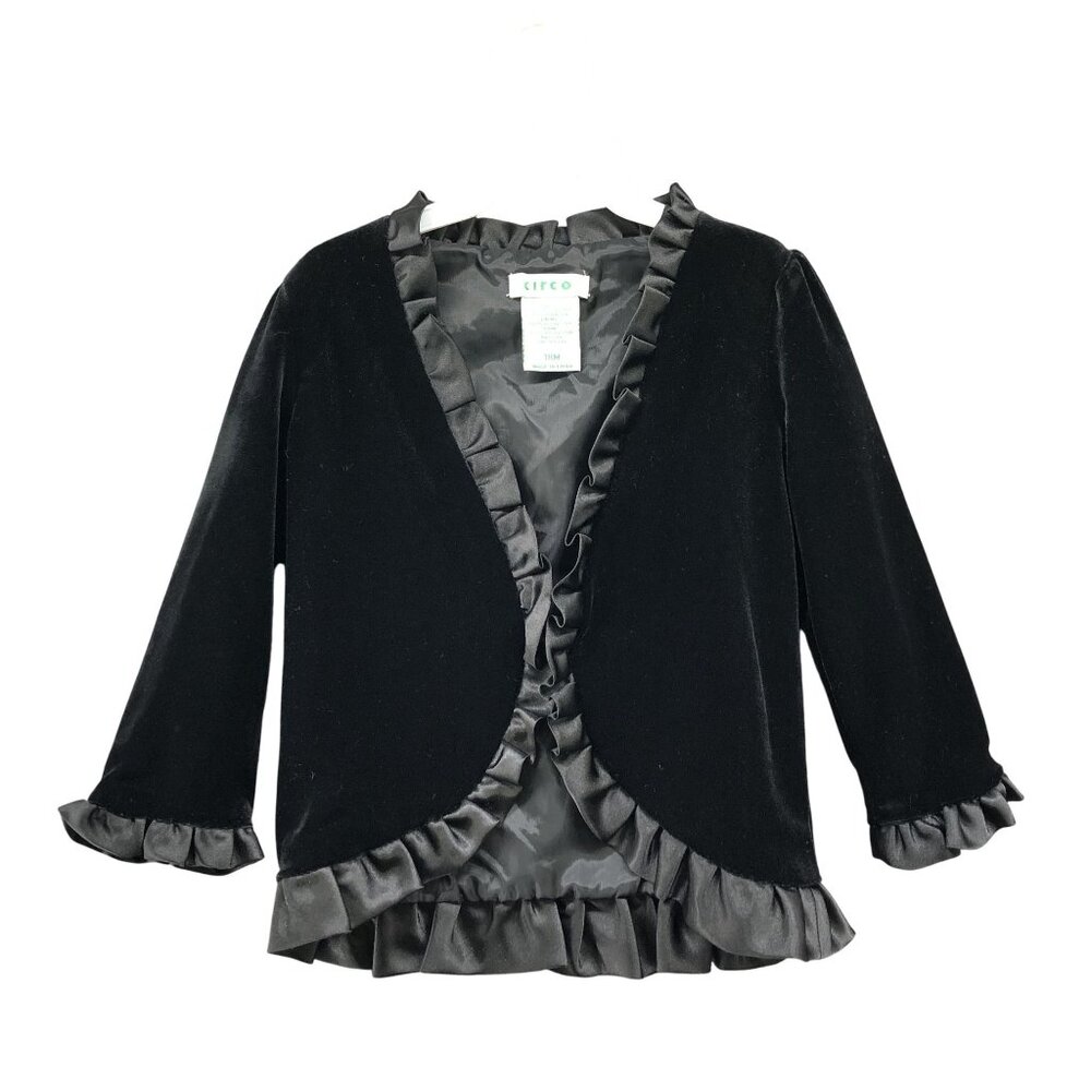 Circo Girls 18M Black Velvet Shrug Cardigan Ruffle Open Front Formal